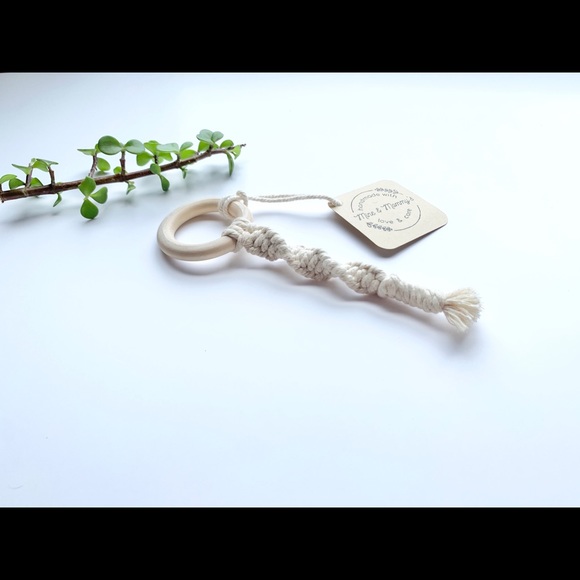 Boho Macrame Baby Teething Ring - Picture 3 of 3